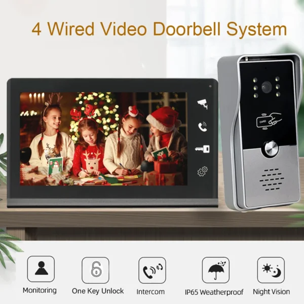 7" Video Intercom Doorbell Kit Touch Screen Monitor Wired Security Camera - Image 3