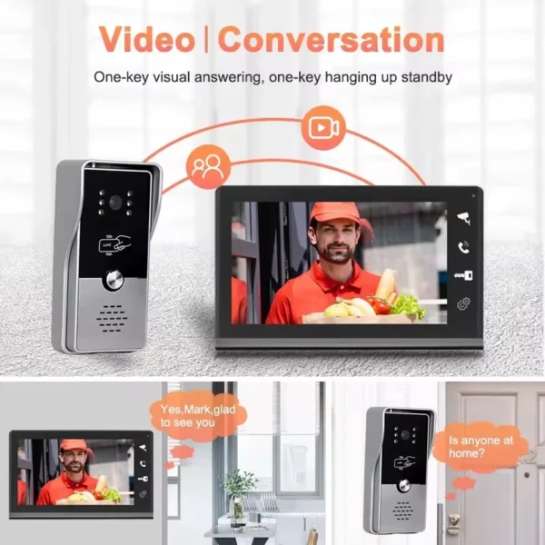 7" Video Intercom Doorbell Kit Touch Screen Monitor Wired Security Camera - Image 4