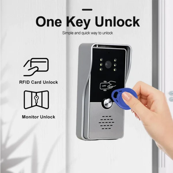7" Video Intercom Doorbell Kit Touch Screen Monitor Wired Security Camera