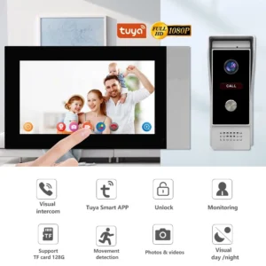 7" WIFI Video Intercom Doorbell Tuya Touch Screen Monitor Wired Security Camera