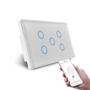 Smart WiFi 5 Gang Light Switch  Available in White/Black