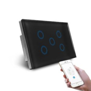 Smart WiFi 5 Gang Light Switch  Available in White/Black