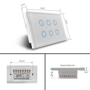 Smart WiFi 6 Gang Light Switch  Available in White/Black
