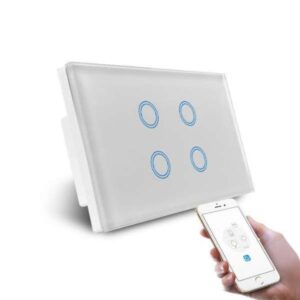 Smart WiFi 4 Gang Light Switch Available in White/Black