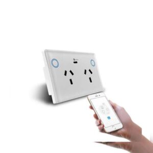 Smart WiFi Double GPO + C Port charger Switch Available in White/Black/Gold
