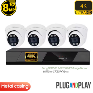 4CH Ultra HD 4K 8MP Security IP Camera CCTV System kit MIC POE 1TD HDD